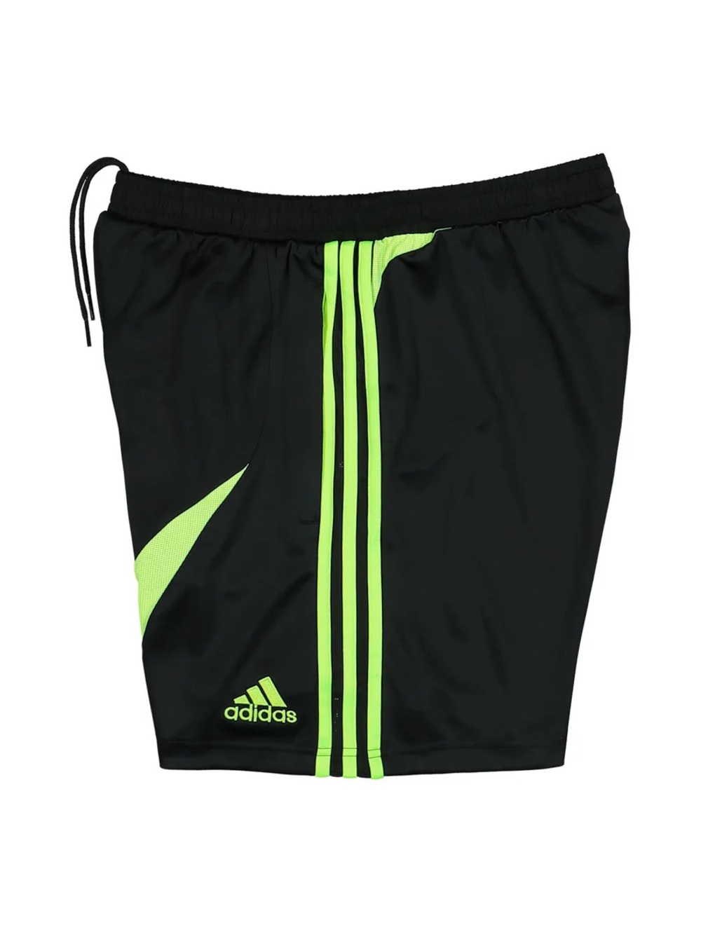 adidas Men’s Black Shorts with Neon Green Stripes